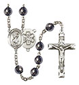 St. Christopher/EMT 8mm Hematite Rosary R6003S-8022S10