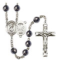 St. Christopher/Nat&#39;l Guard 8mm Hematite Rosary R6003S-8022S5