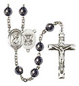 St. Christopher/Navy 8mm Hematite Rosary R6003S-8022S6