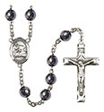 St. Joshua 8mm Hematite Rosary R6003S-8059