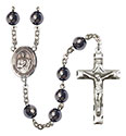 San Judas 8mm Hematite Rosary R6003S-8060SP