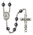 St. Maximilian Kolbe 8mm Hematite Rosary R6003S-8073