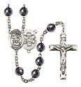 St. Michael/EMT 8mm Hematite Rosary R6003S-8076S10