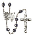 St. Michael/Nat&#39;l Guard 8mm Hematite Rosary R6003S-8076S5