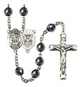 St. Michael/Navy 8mm Hematite Rosary R6003S-8076S6