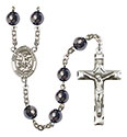 San Miguel Arcangel 8mm Hematite Rosary R6003S-8076SP