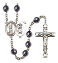 St. Christopher/Lacrosse 8mm Hematite Rosary R6003S-8144