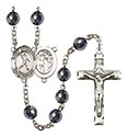 St. Sebastian/Football 8mm Hematite Rosary R6003S-8161