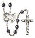 St. Sebastian/Ice Hockey 8mm Hematite Rosary R6003S-8165