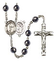 St. Sebastian/Tennis 8mm Hematite Rosary R6003S-8166