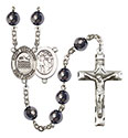 St. Sebastian/Swimming 8mm Hematite Rosary R6003S-8167