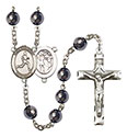 St. Sebastian/Track &amp; Field 8mm Hematite Rosary R6003S-8176