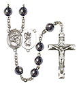 St. Christopher/Motorcycle 8mm Hematite Rosary R6003S-8185