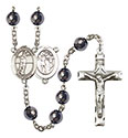 St. Sebastian/Volleyball 8mm Hematite Rosary R6003S-8186