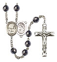 St. Sebastian/Fishing 8mm Hematite Rosary R6003S-8188