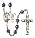 St. Christopher/Rugby 8mm Hematite Rosary R6003S-8194