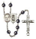 St. Christopher/Fishing 8mm Hematite Rosary R6003S-8196