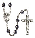 St. Rocco 8mm Hematite Rosary R6003S-8377