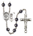 St. Christopher/Baseball 8mm Hematite Rosary R6003S-8500