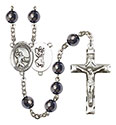 St. Christopher/Football 8mm Hematite Rosary R6003S-8501