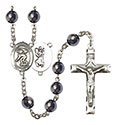 St. Christopher/Swimming 8mm Hematite Rosary R6003S-8511