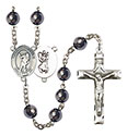 St. Christopher/Lacrosse 8mm Hematite Rosary R6003S-8516