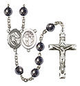 St. Sebastian/Hockey 8mm Hematite Rosary R6003S-8604