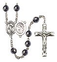 St. Sebastian/Track &amp; Field-Woman 8mm Hematite Rosary R6003S-8610