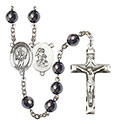 Guardian Angel/Baseball 8mm Hematite Rosary R6003S-8700