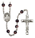 St. Frances Cabrini 7mm Brown Rosary R6004S-8011