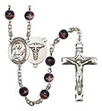 St. Camillus of Lellis/Nurse 7mm Brown Rosary R6004S-8019S9