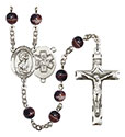 St. Christopher/EMT 7mm Brown Rosary R6004S-8022S10