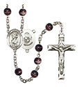 St. Christopher/Marines 7mm Brown Rosary R6004S-8022S4
