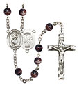 St. Christopher/Nat&#39;l Guard 7mm Brown Rosary R6004S-8022S5