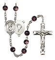St. Christopher/Paratrooper 7mm Brown Rosary R6004S-8022S7