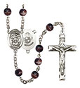 St. Michael/Marines 7mm Brown Rosary R6004S-8076S4