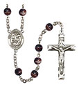 San Miguel Arcangel 7mm Brown Rosary R6004S-8076SP