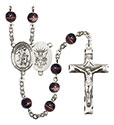 Guardian Angel/Navy 7mm Brown Rosary R6004S-8118S6