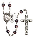 St. Christopher/Baseball 7mm Brown Rosary R6004S-8150