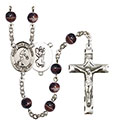 St. Christopher/Basketball 7mm Brown Rosary R6004S-8153