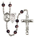 St. Sebastian/Ice Hockey 7mm Brown Rosary R6004S-8165