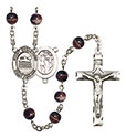 St. Sebastian/Swimming 7mm Brown Rosary R6004S-8167