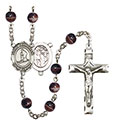 St. Sebastian/Skiing 7mm Brown Rosary R6004S-8169