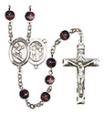 St. Sebastian/Surfing 7mm Brown Rosary R6004S-8175