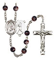 St. Rita/Baseball 7mm Brown Rosary R6004S-8181