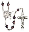 St. Christopher/Surfing 7mm Brown Rosary R6004S-8184