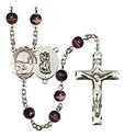 St. Christopher/Fishing 7mm Brown Rosary R6004S-8196