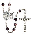 St. Christopher/Lacrosse 7mm Brown Rosary R6004S-8516