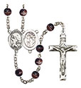 St. Sebastian/Football 7mm Brown Rosary R6004S-8601