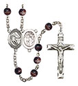 St. Sebastian/Hockey 7mm Brown Rosary R6004S-8604